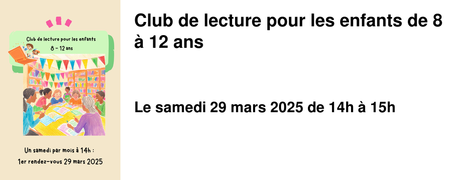 Club de lecture pour les enfants de 8 � 12 ans 